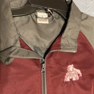 Maroon and Gray Zip-Up Jacket